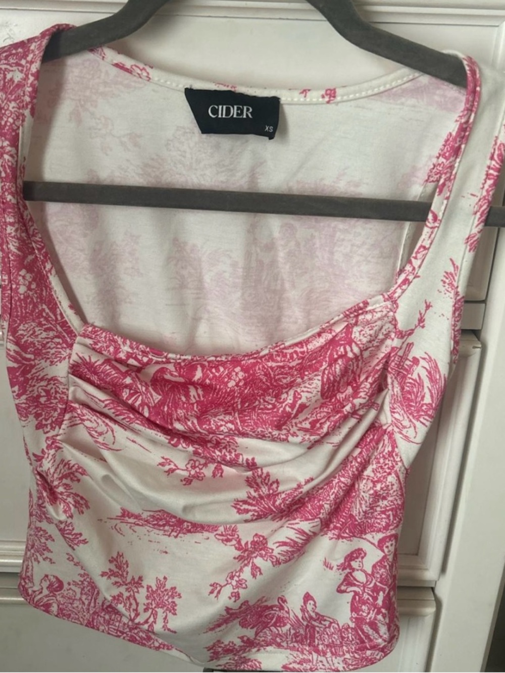 Cider White and Pink Toile Tank Top